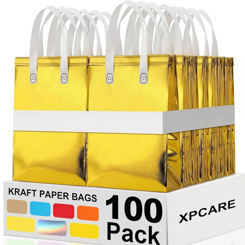 FoldTier 100 Pcs Gold Insulated Bags Bulk for Food Delivery Customized Thermal