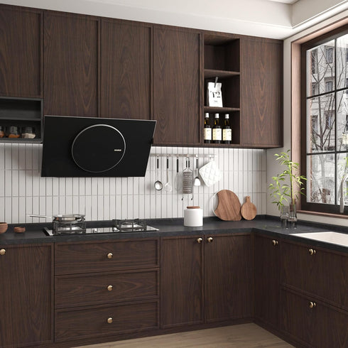 24"118" JSEVEM Dark Brown Black Walnut Wood Wallpaper Peel and Stick Waterproof Darker Brown Walnut Wood Grain Contact