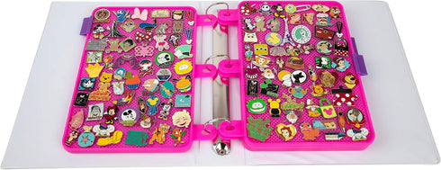 Enamel Pin Display Pages (3 PK) for Disney Collectible Pins in Any 3-Ring Binder, Lay Flat with Pinbacks (Pink)