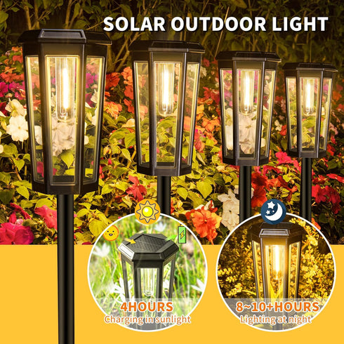 Generic 3000K 2 Pack Solar Pathway Lights, LED Solar Lights Outdoor Waterproof, Garden Lighting for Yard Path Landscape