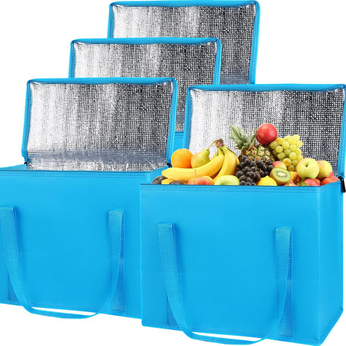 Bodaon 4-Pack Insulated Reusable Grocery Shopping Bag, X-Large Frozen Food Cold, Cooler