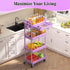 4 SUNALLY Tier Rolling Cart Organizer with Drawer, Bathroom Storage Carts with Wheels & Plastic Shelf, Mobile Storage