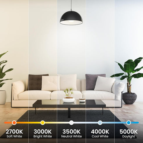 A19 Bulb, 100W Non-Dimmable, (2700K-5000K), 1500 Bulbs, 17,000-Hour OM100/5CCT/15KLED/6, 6 Pack Feit Electric LED Light