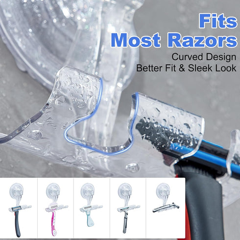 ANDGOO Razor Holder for Shower, Powerful Suction Cup Hooks for Towel, Loofah, Shaver, Suction Cup Hanger, No-Damage