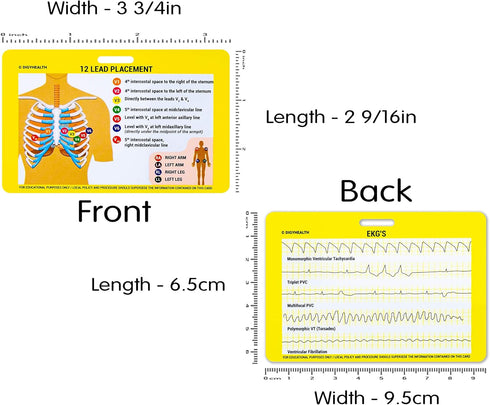 EKG 5 Card Set - Common Cardiac Rhythms Lead Placement Telemetry Cards for Nurses, EMTs, and Medical Students
