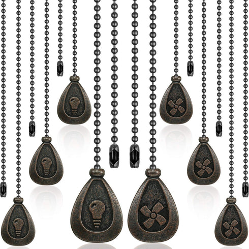Patelai 8 Pieces Bronzed Ceiling Fan Pull Chain Extension Pendant Ornament 12