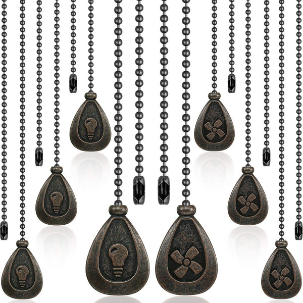 Patelai 8 Pieces Bronzed Ceiling Fan Pull Chain Extension Pendant Ornament 12