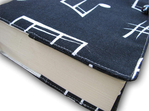 Book Sleeve Cover, Musical Clef Black Pattern, Washable Fabric Protector for Paperback, Padded Case