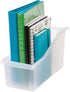 IRIS USA Plastic Connecting Book Bin and Paper Storage Container, 15" x 6", 8-Pack for Office Classroom, Clear