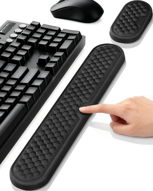 Wrist Rest Set for Keyboard and Mouse, Ergonomic Wrist Support with Memory