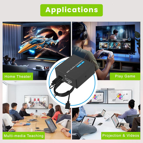 Tihokile 192KHz Toslink/Optical+3.5mm 3.5mm Speaker/Soundbar/Headset ARC Audio Extractor, HDMI ARC to AUX Output, HDMI