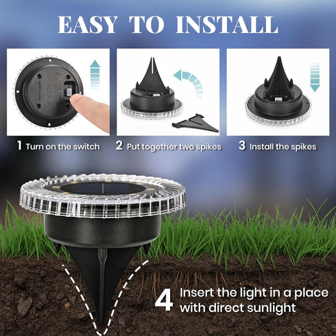 16 Pack PATIOWIN Small Solar Ground Lights, Pathway Lights Waterproof, Outdoor Solar Light for Garden, Driveway