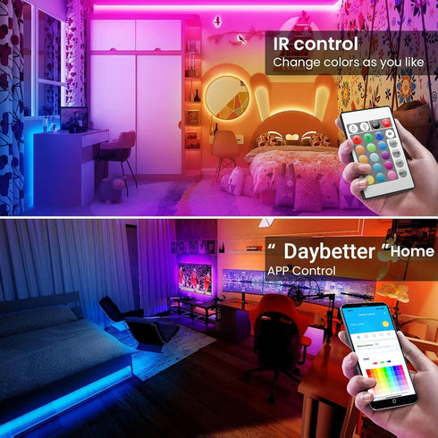200ft TJOY Smart Led Strip Lights for Bedroom, Compatible with Alexa and Google Assistant, RGB Color Changing Music