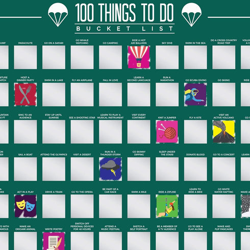 Gift Republic 100 Things to Do Bucket List Scratch Poster, Green, GR630006 for Playroom