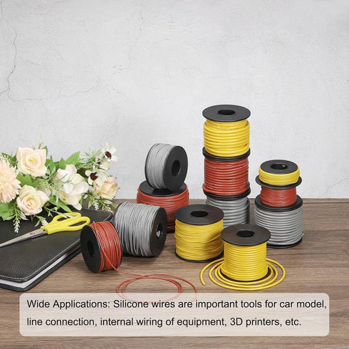 MECCANIXITY 28 Gauge Wire, Silicone Wire 28AWG Stranded Tinned Copper High Temperature Hookup Wire Yellow