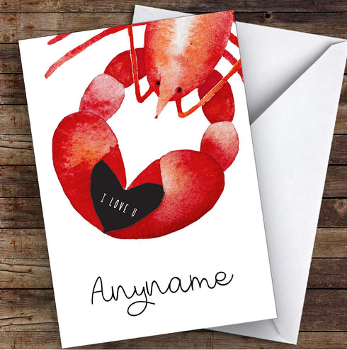 The Card Zoo Lobster I Love You Personalized Valentine's Day Card |Custom Greetings Card Personalized