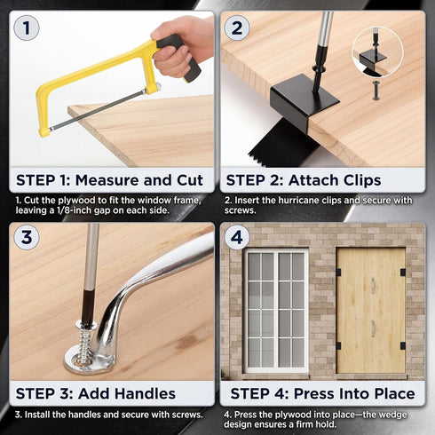 40 32 8 1/2" Pcs Hurricane Window Board-up Clips Include Window Clips with Handles Screws Universal Hurricane Shutter