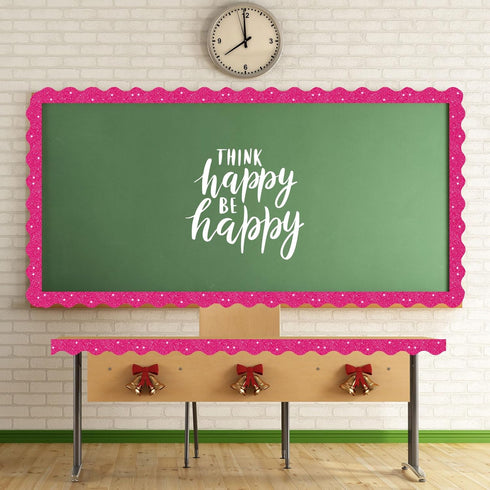 Crtiin 55.8 Feet Bulletin Board Border, Shiny Scalloped Decorative Eid Bulletin Board Trim for Classroom Decoration