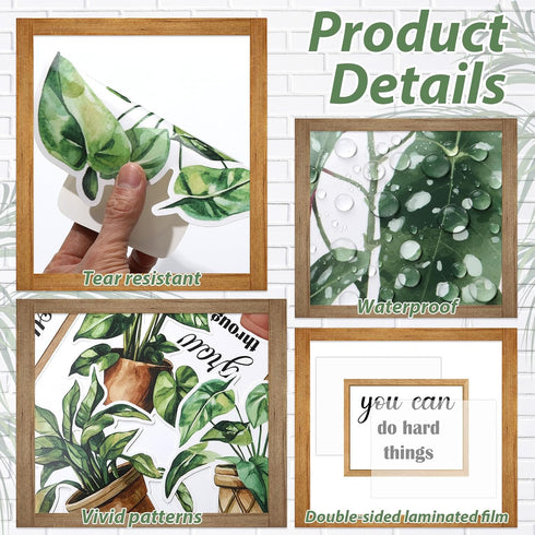 Set Greenery Bookshelf Bulletin Board Plant Motivational Classroom Decor Inspirational Quote Frame Potted Plant Cutout