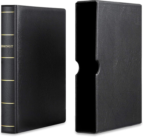MUDOR 4 Ring Classic Stamp Binder, Empty Binder Albums for Stamps, Documents, Coins, Classic Binder, Black