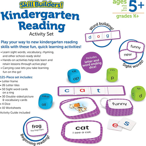 Set 122 5+, Learning Resources Skill Builders! Kindergarten Reading Activity - Pieces, Ages Back to School Essential