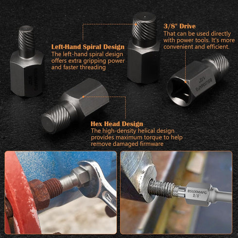 BSUXMAFG 36Pcs Set 2-in-1 Frozen, Bolt Extractor and Spiral Screw Extractors, Multi-Spline Screw Extractors, Stripped