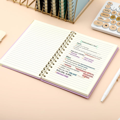 Hardcover Spiral Notebook, College Ruled A5 Small Notebook, 5x7, 160 Pages for Work Aesthetic Note Taking, Purple