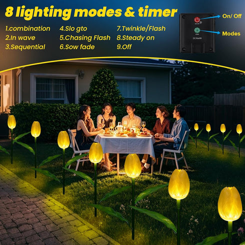 X-GiftKey 6PACKS Outdoor Solar Lights Waterproof - Brighter Tulip Flowers with Garden Gifts Stake Lights Decor,Yard