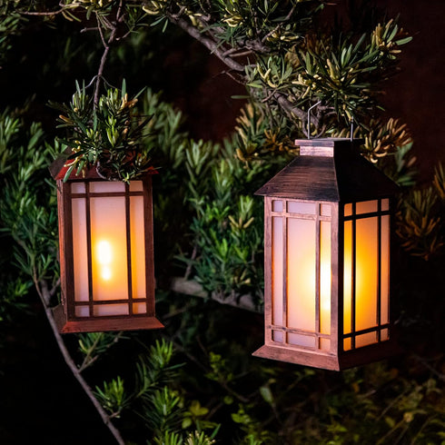 2 Pack Afirst Solar Lantern Outdoor, Hanging Lights Decorative Outdoor Lighting Waterproof Umbrella Lights for Patio