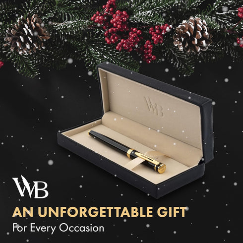 Wordsworth & Black Fountain Pen Set, Medium Nib, Includes 24 Ink Cartridges, Gift Case, Hot Pink