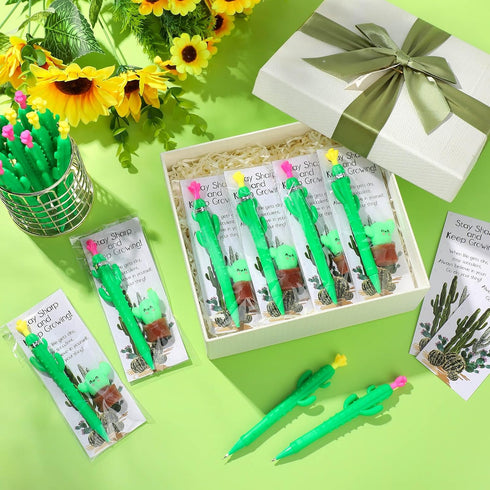 Sinload 30 Sets End of Year Students Gift for Teacher Bulk Cactus Mechanical Pencils Stress Balls Squeeze Toys