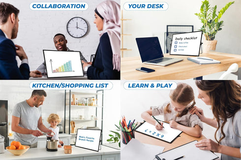 Desktop Dry Erase Board - 16in x 12in Double Sided Black Frame Magnetic Whiteboard with Stand, 6 Markers, 1 Eraser