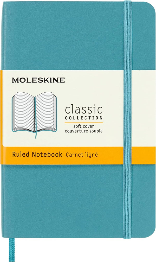 Moleskine Classic Notebook - Soft Cover, Pocket (3.5" x 5.5") Ruled/Lined, Reef Blue, 192 Pages