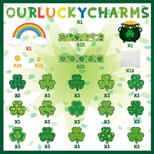 St. Patrick Shamrock Bulletin Board - 121P St. Patrick's Day Shamrock Bulletin Board Classroom Decor Our Lucky Charms Clover Gold Rainbow Stockpot Cutouts Party Home School Wall Decor by AsodSway