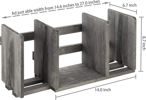 MyGift Expandable Adjustable Barnwood Gray Wood Desktop Bookshelf Organizer, Display Shelf Book Rack