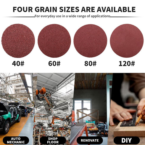 40Pcs 3 Inch 40/60/80/120 1/4'' SI FANG Roll Lock Sanding Disc Grit Quick Change Discs, Pad Holder Accessories, Surface