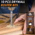 LYIYEYAN 10Pcs 3/16 Inch M2 Drywall Router Bits, Drywall Cutting Bit, High Speed Steel Spiral Downward Guidepoint Drill