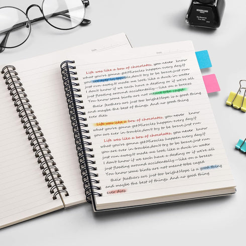 EMSHOI Lined Journal Spiral Notebook, 5.7" x 8.22", 4 Pack, 640 Pages, 100gsm Thick Paper, A5 Small Notebooks