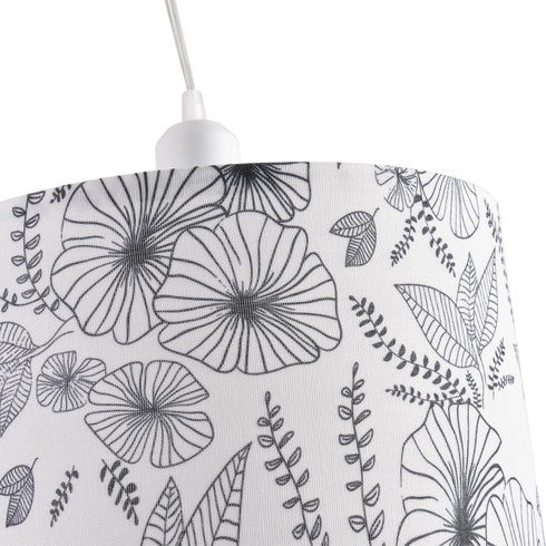 2 Pack 15Ft Plug in Pendant Light, Hanging Light with Clear Cord, On/Off Switch, Flower Fabric Lamp Shade, Hanging