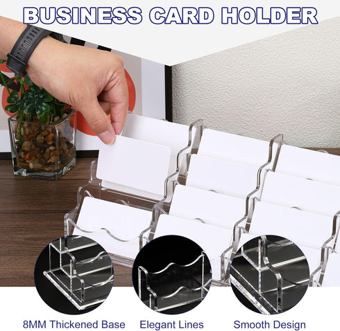 PATIKIL Business Card Holder for Desk, 3 Tiers 9 Slots Clear Acrylic Card Stand Organizer for Office Exhibition