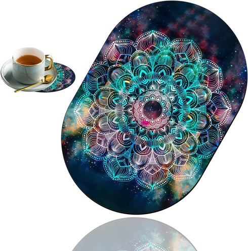 RVHOEZZM Personality Mouse Pad with Coaster Set, Colorful Mandala Fashion Design Mouse Pad