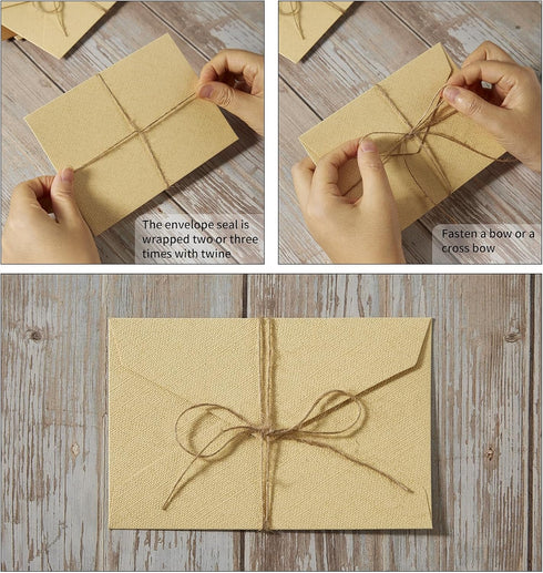 Stationery Writing Paper and Envelopes Set with Jute Rope, 4 X 6, 20 Best Paper with 10 Heavyweight Envelopes, Ivory