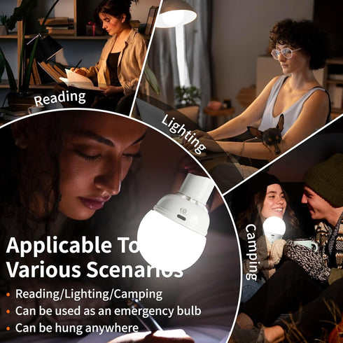 Rechargeable Light Bulbs, 2 Pack, E26 LED Emergency Lightbulbs, Warm White CCT, Timer Dimmable for Power Outage
