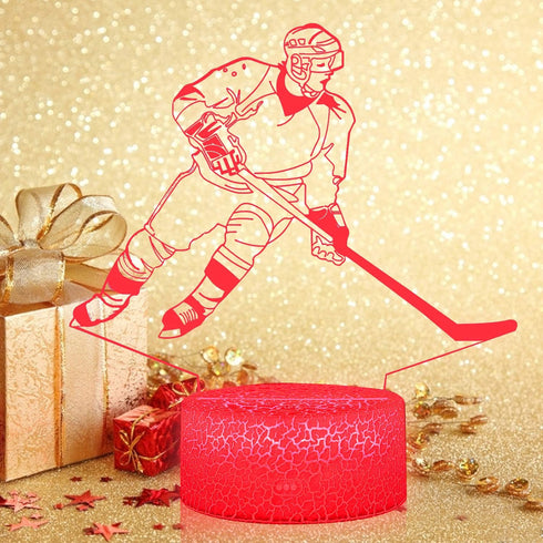 3D 16 Teenager Chrismas Gifts Xmas Gift Illusion Hockey Night Light Lamp Color Changing Smart Touch&Remote Control