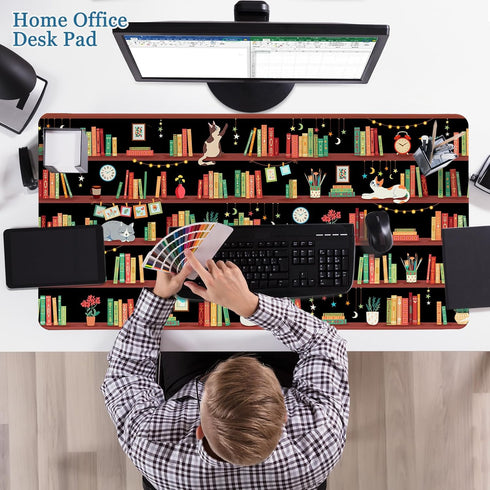 CutebriCase Desk Mat, Desk Matt for Desktop Bookshelf Cat XXL Extended Large Gaming Mouse Pad for Desk, Anti-Slip Desk
