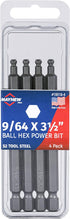 Mayhew Tools 19518-4 USA SAE Ball Hex Power Bit - 9/64 x 3.5", 4-Pack