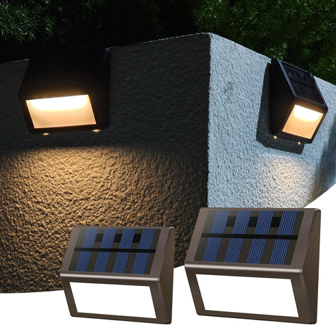 Glow2 Luminara Solar Step Lights - Weatherproof Outdoor Stair Lighting, Solar-Powered Deck Lights for Patio, Garden