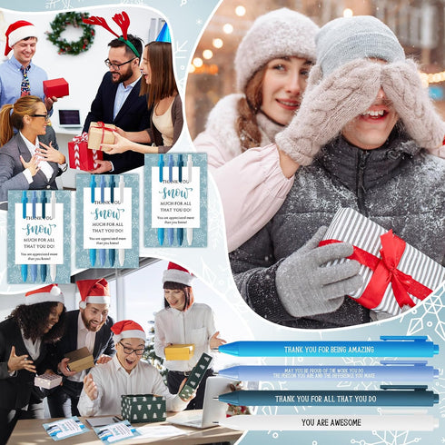 Sayglossy 150 Pcs Winter Snowflake Ballpoint Pens Gifts Bulk Employee Appreciation Gifts Inspirational Pens with Thank