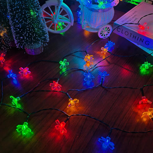 Solar String Lights for Outside, 50 LED Waterproof Flower String Lights for Yard, Lawn, Fence, Garden, Christmas Tree