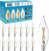 12 Pack E12 Bulb 20 2W 2700K Bulbs, CA10 C32 Bulbs Candelabra LED Watt Equivalent, Clear Soft Warm White Light Flame